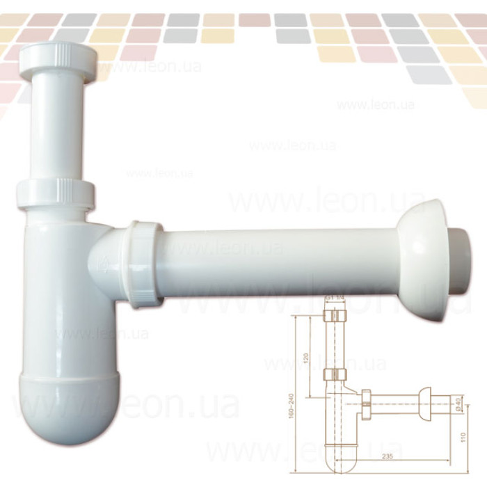 Сифон для умивальника під автопробку Sanit d40x1 1/4"