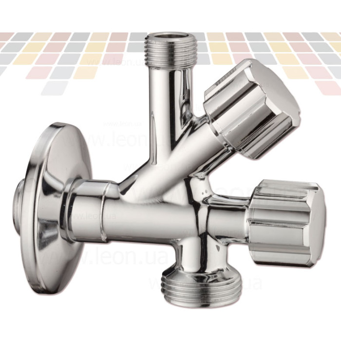 Кран здвоєний кутовий Albertoni 1/2" x 3/8" x 3/4"