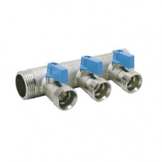 Колектор з кульовими кранами Bianchi 1"x3x3/4" ЗР l = 45 мм, синій
