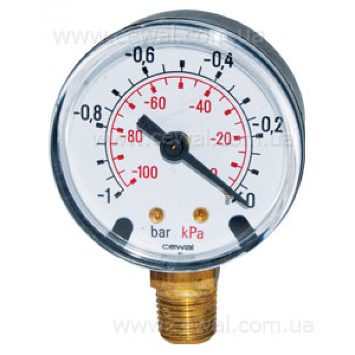 Манометр вертикальний Cewal d50 1/4"-1 бар (вакуум)